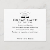 Minimal Cute Cake Logo Bread Care Instructions Dankeskarte (Vorderseite)