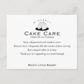 Minimal Cute Cake Logo Care Instructions Dankeskarte (Vorderseite)