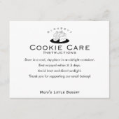 Minimal Cute Cake Logo Cookie Care Instructions Dankeskarte (Vorderseite)