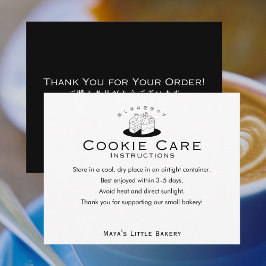 Minimal Cute Cake Logo Cookie Care Instructions Dankeskarte