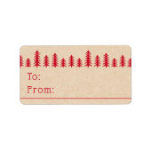 Minimal cute Christmas trees red Kraft print Adressaufkleber (Vorne)