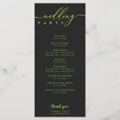 Minimal Cyber Lime Jet Black Wedding Ceremony Programm (Rückseite)
