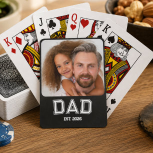 Minimal Dad Gegründetes Jahr Neuer Vater Foto Spielkarten
