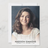 Minimal Dankeschön Beerdigung Beileid Trauer Foto Dankeskarte (Vorderseite)