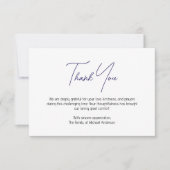 Minimal Dark Blue Traditional Sympathy Funeral Dankeskarte (Vorderseite)