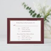 Minimal Dark Burgundy Gold Menu Selection RSVP  (Stehend Vorderseite)