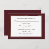 Minimal Dark Burgundy Gold Menu Selection RSVP (Vorne/Hinten)