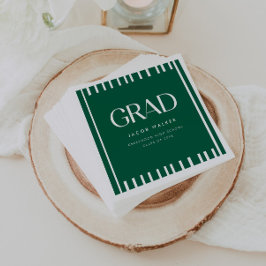 Minimal Dark Green Bold Custom Graduation Party Serviette
