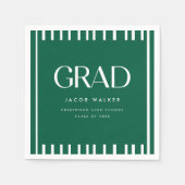 Minimal Dark Green Bold Custom Graduation Party Serviette (Vorderseite)