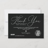 Minimal Dark Schwarz-weiß Script Kunde Vielen Dank Dankeskarte (Vorderseite)