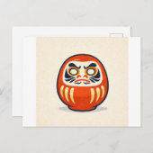 Minimal Daruma – Japanese Folk Art Postcard Postkarte (Vorne/Hinten)