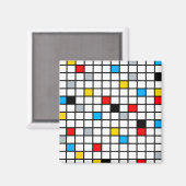 Minimal De Stijl Retro Mosaikfarbe Magnet (Vorderseite/Rückseite)