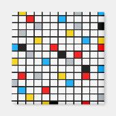 Minimal De Stijl Retro Mosaikfarbe Magnet (Vorne)