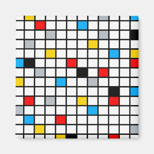 Minimal De Stijl Retro Mosaikfarbe Magnet