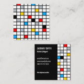 Minimal De Stijl Retro Mosaikfarbe Quadratische Visitenkarte (Vorne/Hinten)
