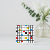 Minimal De Stijl Retro Mosaikfarbe Quadratische Visitenkarte (Stehend Vorderseite)
