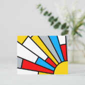 Minimal De Stijl Retro Sun Ray Farbkomposition Postkarte (Stehend Vorderseite)