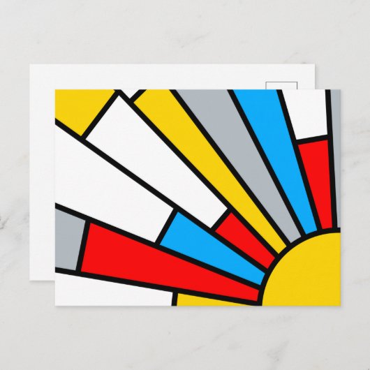 Minimal De Stijl Retro Sun Ray Farbkomposition Postkarte (Vorne/Hinten)