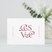 Minimal Deep Burgundy Script Qr Code Wedding RSVP Karte (Stehend Vorderseite)