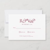 Minimal Deep Burgundy Script Wedding RSVP Karte (Vorderseite)