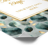 Minimal Deep Green Gold Eukalyptus Wedding Custom Poster (Ecke)