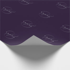 Minimal Deep Plum Lila Elegant Monogram Company Geschenkpapier