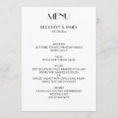Minimal Deko White Wedding Menu Card Menükarte (Vorderseite)