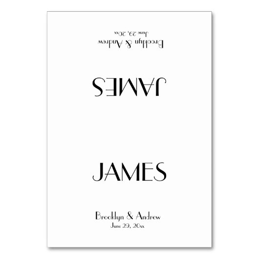 Minimal Deko White Wedding Platzkarten Tischnummer (Vorderseite)