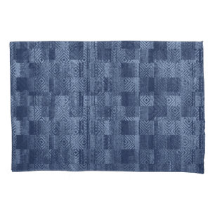 Minimal Denim Abstrakten Memphis-Patchwork Kissenbezug