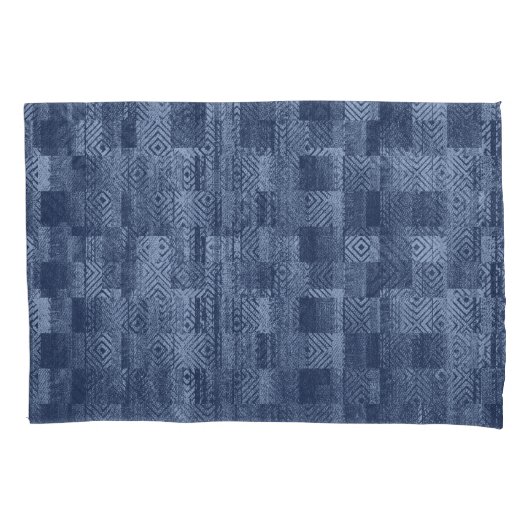 Minimal Denim Abstrakten Memphis-Patchwork Kissenbezug (Vorderseite)