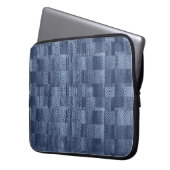 Minimal Denim Abstrakten Memphis-Patchwork Laptopschutzhülle (Vorderseite Links)