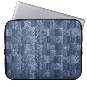 Minimal Denim Abstrakten Memphis-Patchwork Laptopschutzhülle