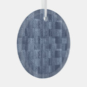 Minimal Denim Abstrakten Memphis-Patchwork Ornament Aus Glas (Vorderseite Rechts)