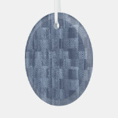 Minimal Denim Abstrakten Memphis-Patchwork Ornament Aus Glas (Vorderseite links)