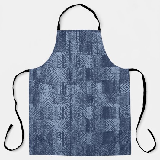 Minimal Denim Abstrakten Memphis-Patchwork Schürze (Vorderseite)