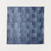 Minimal Denim Abstrakten Memphis-Patchwork Wandteppich (Vorderseite)
