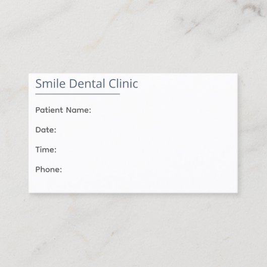 Minimal Dental Appointment Card One Line Terminkarte (Vorderseite)