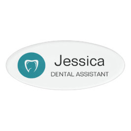 Minimal Dental Assistant Name Badge Tooth Logo Namenschild