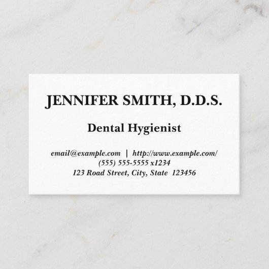 Minimal Dental Hygienist Visitenkarte (Vorderseite)