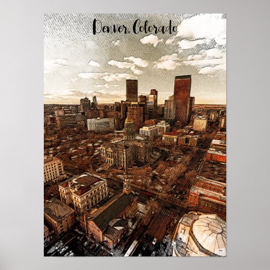 Minimal Denver Colorado Skyline Poster (Vorne)