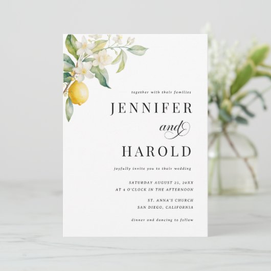 Minimal der Bläschen von Lemon Schlicht Einladung (Stehend Vorderseite)