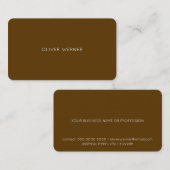 Minimal der Minimalistischen Elegant dunkelbraun Visitenkarte (Vorne/Hinten)