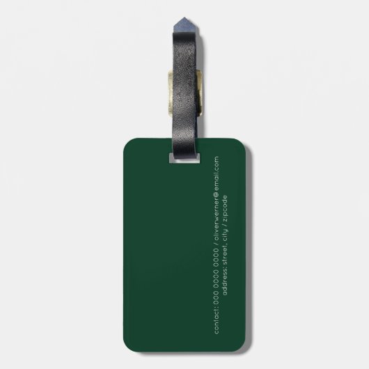 Minimal der Minimalistischen Elegant dunkelgrün Gepäckanhänger (Rückseite vertikal)