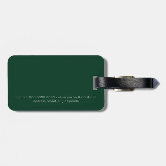 Minimal der Minimalistischen Elegant dunkelgrün Gepäckanhänger (Rückseite horizontal)