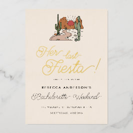 Minimal Desert Fiesta Bachelorette Weekend Gold Folieneinladung