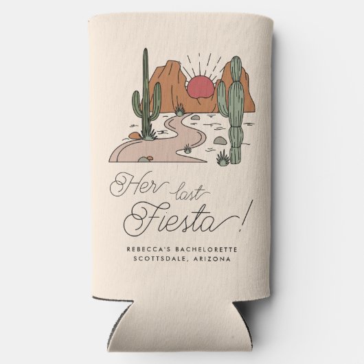Minimal Desert Fiesta Bachelorette Wochenende Selters Dosenkühler (Rückseite)