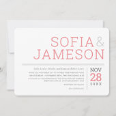 MINIMAL DESIGN einfaches, modernes Graukorallenros Einladung (Vorderseite)