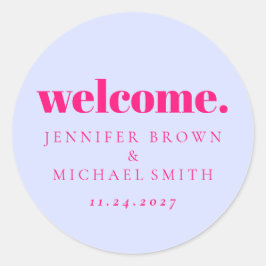 Minimal Design Lilac Pink Welcome Runder Aufkleber