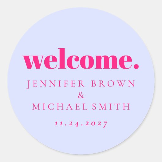 Minimal Design Lilac Pink  Welcome Runder Aufkleber (Vorderseite)