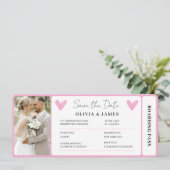 Minimal Destination Wedding Boarding Pass Invite Einladung (Stehend Vorderseite)